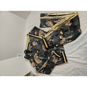 Womens Victorious Large Jungle Jogger Tigers Toucans Gold Jacket and Pants Set